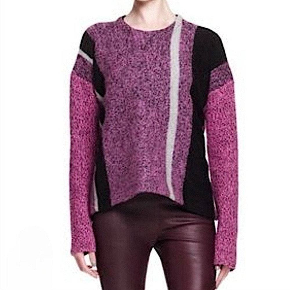 T Alexander Wang Women's Pink and Black Wool and Angora Blend Sweater